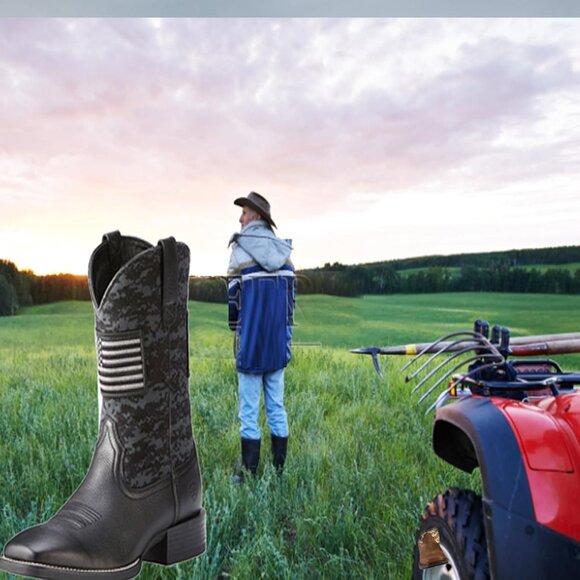 Women's Black Cowboy Boots Slip Resistant Work Boots Chunky Heel Western Boot - Picture 2 of 6